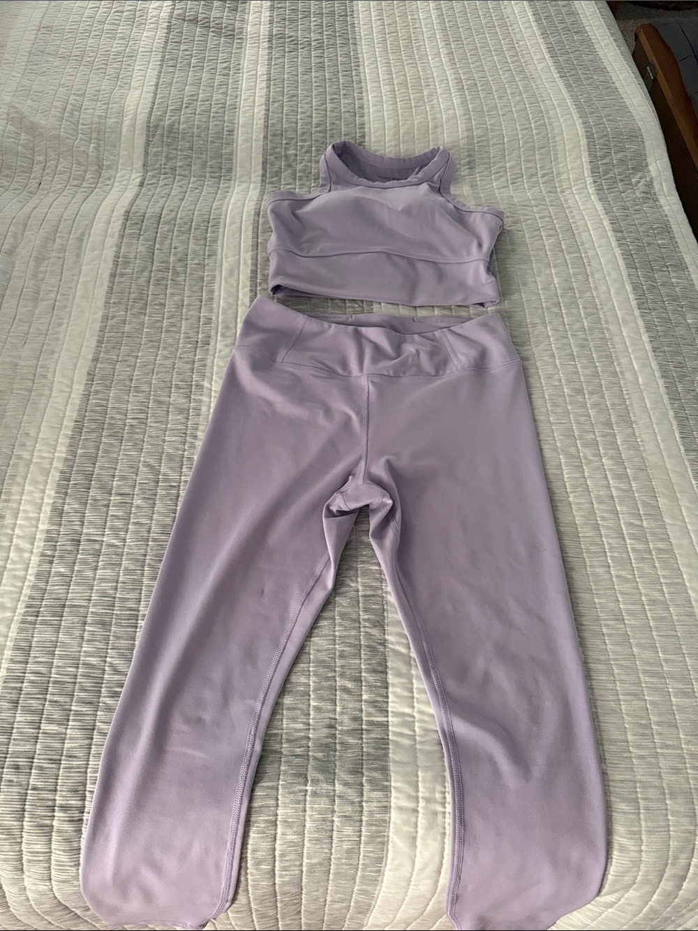 Lavender High-Waist Leggings and Crop Tank Set bra—with cups…like new.